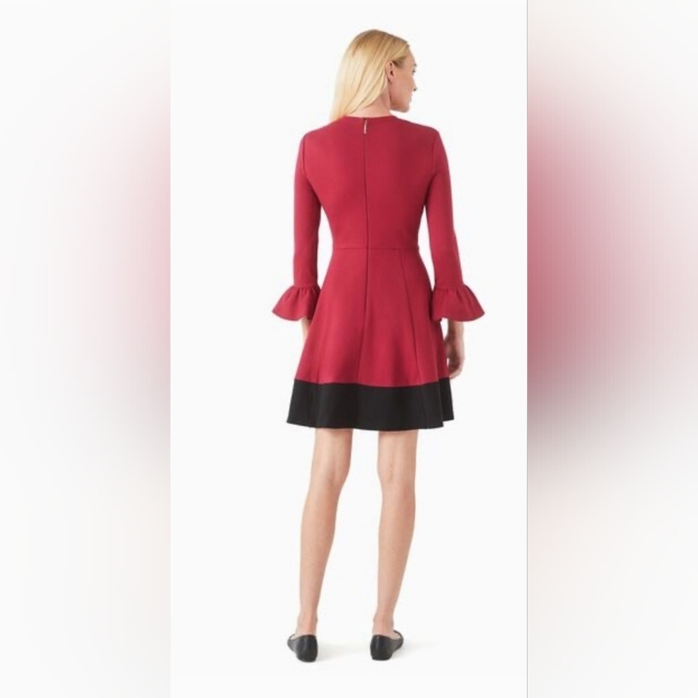 Kate Spade Color Block Bell Sleeve Point Dress - Cranberry size XL final price - Picture 2 of 5